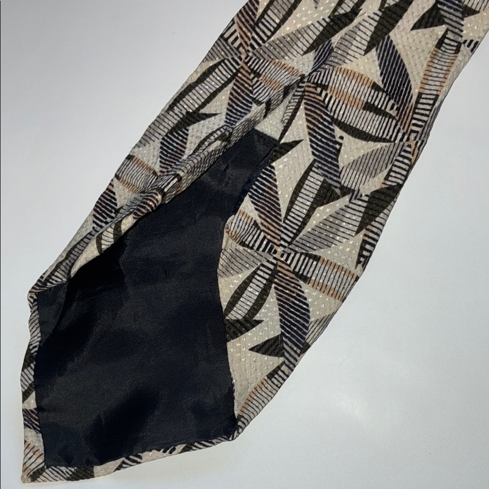 100% Silk Geometric Patterned Tie - image 5